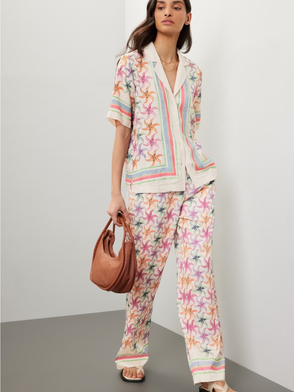 Scotch & Soda Gia Starfish Print Wide-Leg Trousers